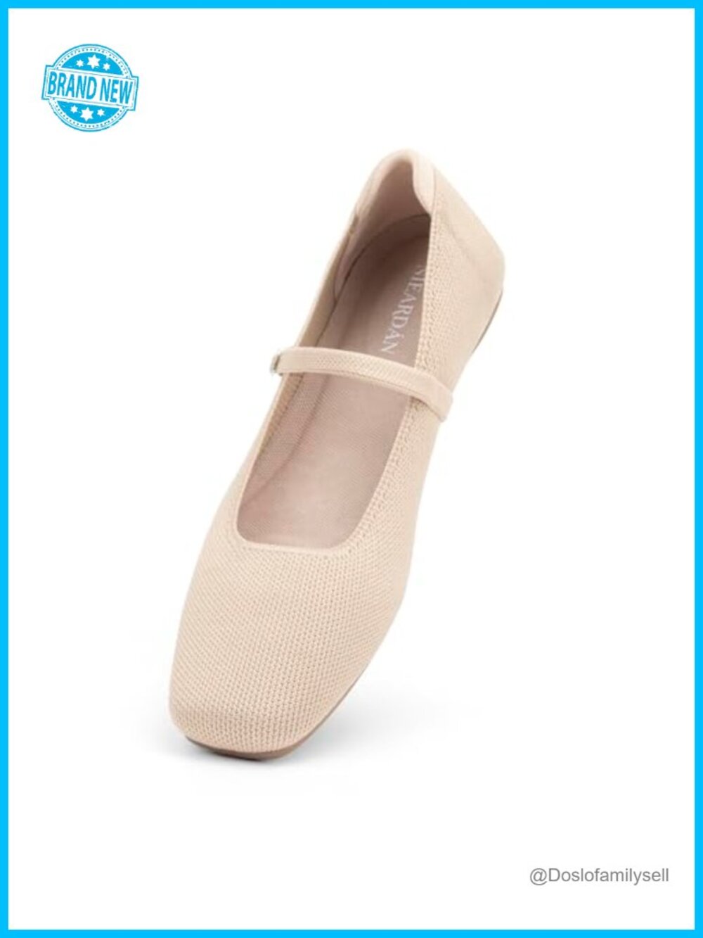Square Toe Ballet Flats Slip On Knit Mary Jane Shoes